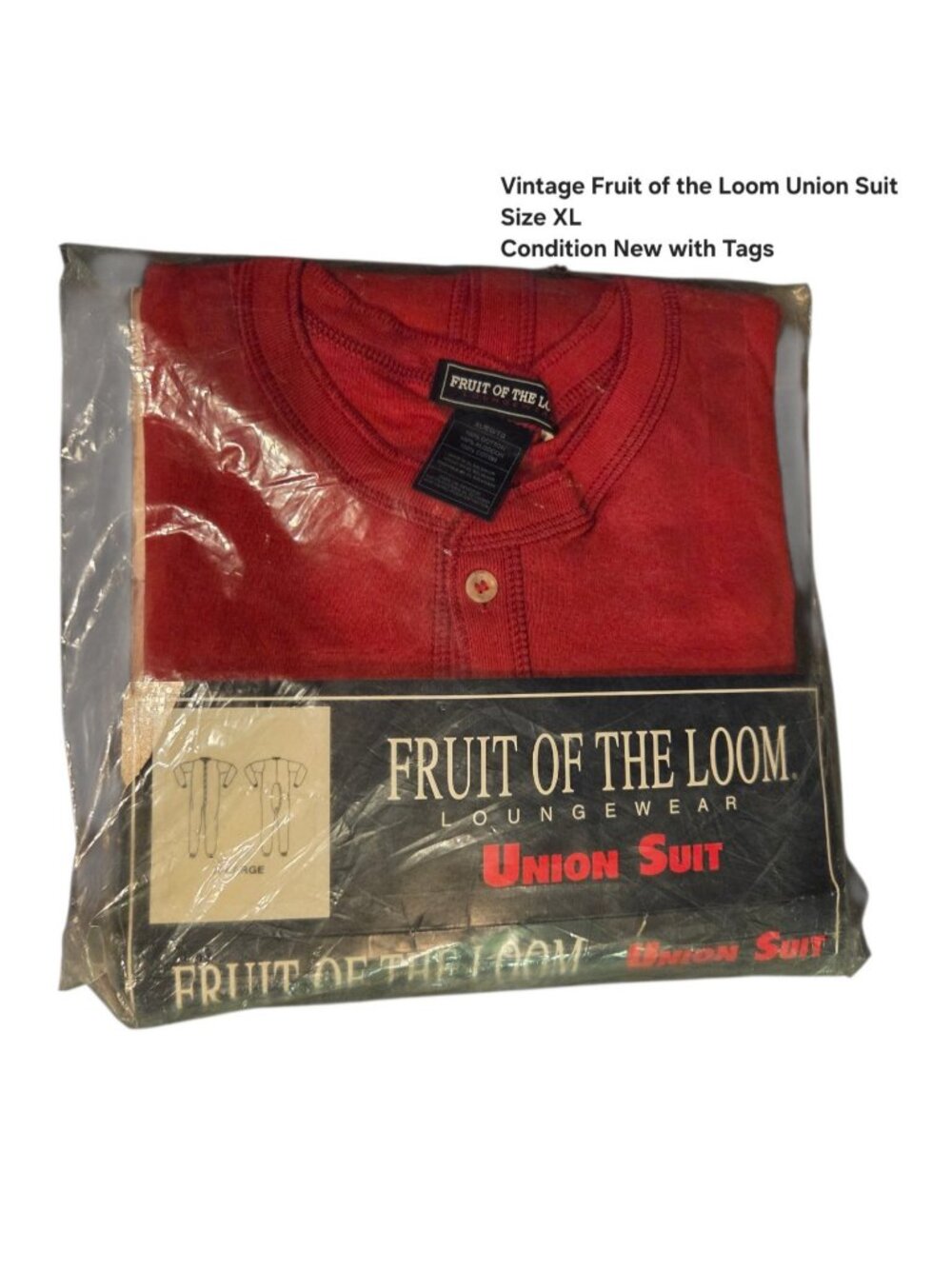 NWT Vintage 1998 Fruit of the Loom Red Loungewear Union Suit XL 46-48 Layering